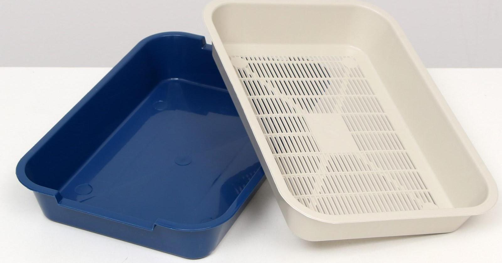 Лоток с сеткой №3, 36 х 26 х 6,5 см, синий/белый