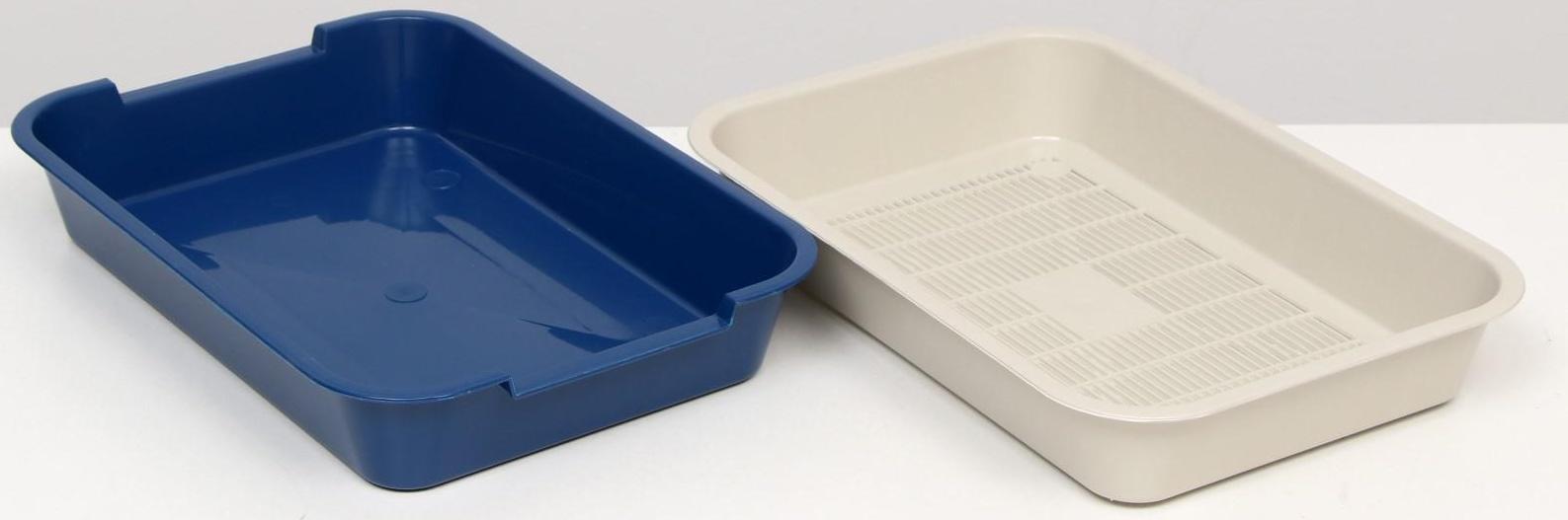 Лоток с сеткой №3, 36 х 26 х 6,5 см, синий/белый