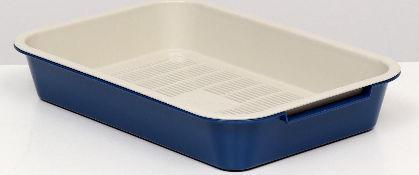 Лоток с сеткой №3, 36 х 26 х 6,5 см, синий/белый