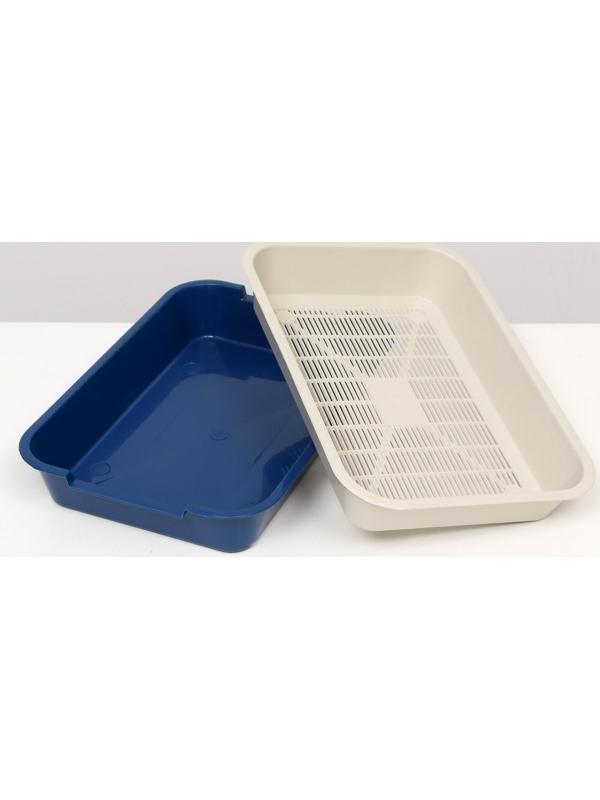 Лоток с сеткой №3, 36 х 26 х 6,5 см, синий/белый