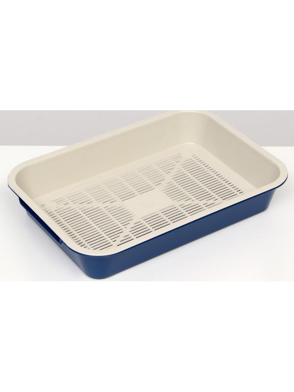Лоток с сеткой №3, 36 х 26 х 6,5 см, синий/белый
