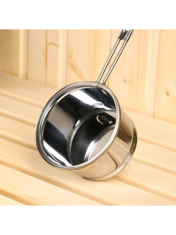 Ковш для бани из нержавеющей стали, 0.7л, 58 см, с деревянной ручкой