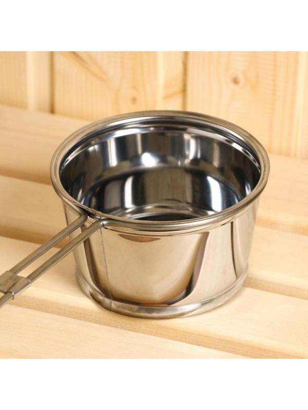 Ковш для бани из нержавеющей стали, 0.7л, 58 см, с деревянной ручкой