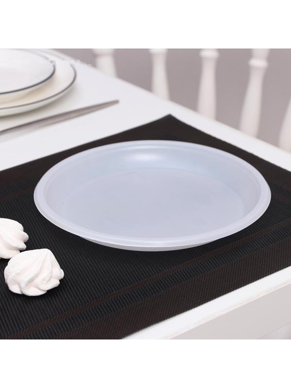 Тарелки одноразовые, d=20,5 см, цвет белый, 12 шт/уп