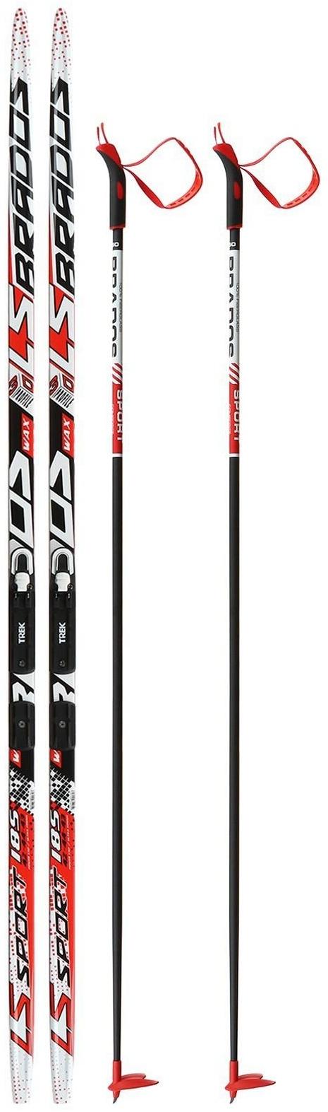 Комплект лыжный: пластиковые лыжи 185 см без насечек, стеклопластиковые палки 145 см, крепления NNN «БРЕНД ЦСТ», цвета микс