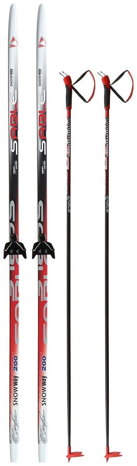 Комплект лыжный: пластиковые лыжи 200 см без насечек, стеклопластиковые палки 160 см, крепления NN75 мм «БРЕНД ЦСТ», цвета микс