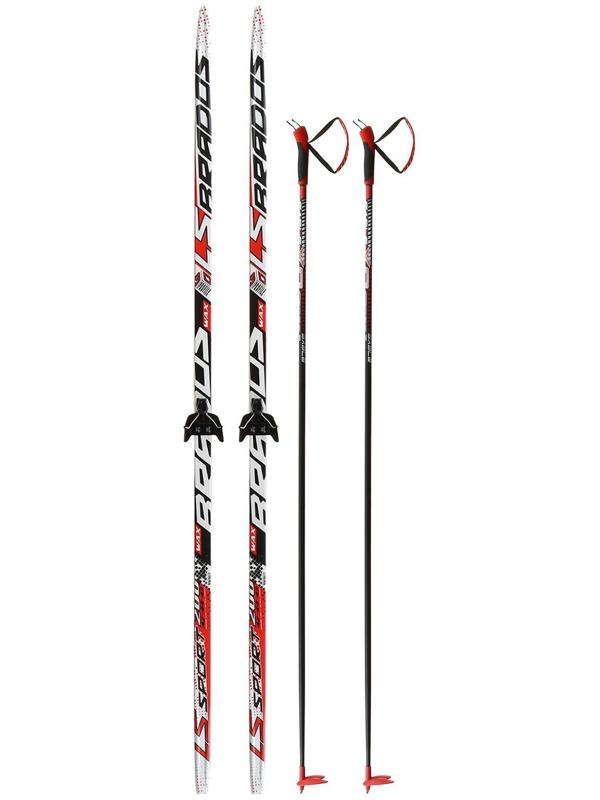 Комплект лыжный: пластиковые лыжи 200 см без насечек, стеклопластиковые палки 160 см, крепления NN75 мм «БРЕНД ЦСТ», цвета микс