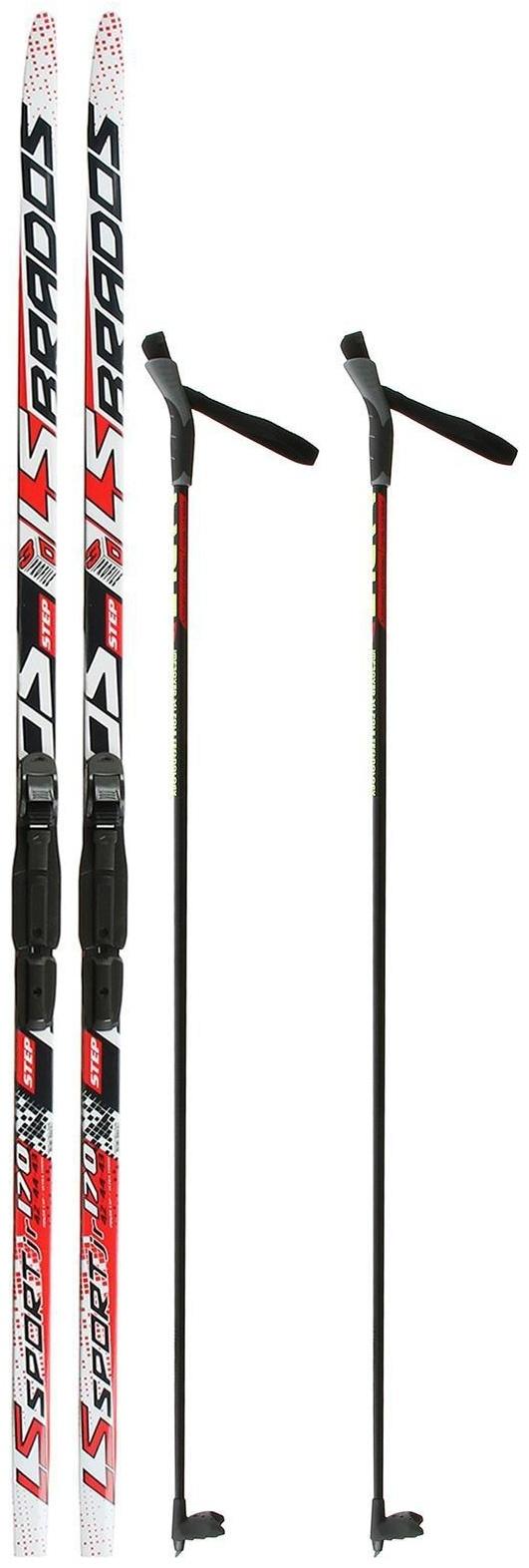 Комплект лыжный: пластиковые лыжи 170 см с насечкой, стеклопластиковые палки 130 см, крепления SNS «БРЕНД ЦСТ Step», цвета микс