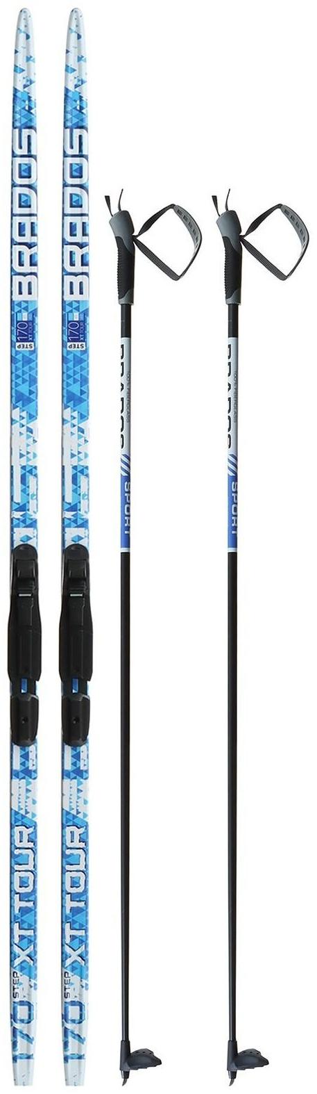 Комплект лыжный: пластиковые лыжи 170 см с насечкой, стеклопластиковые палки 130 см, крепления SNS «БРЕНД ЦСТ Step», цвета микс