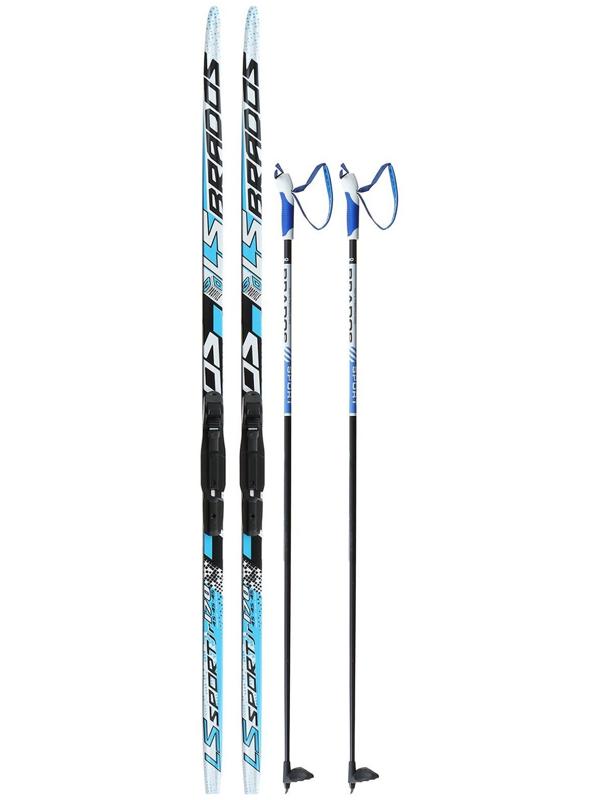 Комплект лыжный: пластиковые лыжи 170 см с насечкой, стеклопластиковые палки 130 см, крепления SNS «БРЕНД ЦСТ Step», цвета микс
