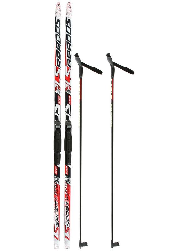 Комплект лыжный: пластиковые лыжи 170 см с насечкой, стеклопластиковые палки 130 см, крепления SNS «БРЕНД ЦСТ Step», цвета микс