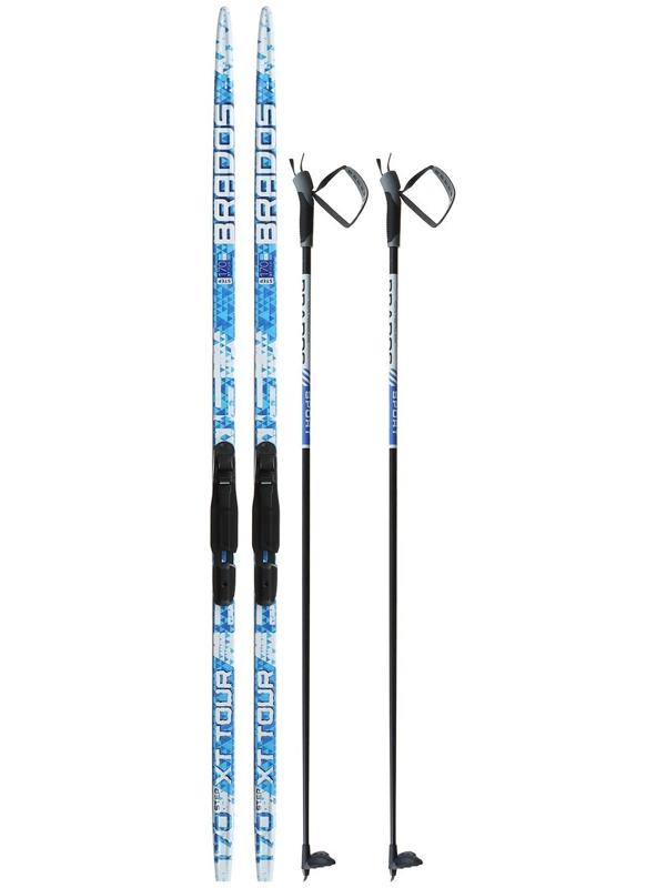 Комплект лыжный: пластиковые лыжи 170 см с насечкой, стеклопластиковые палки 130 см, крепления SNS «БРЕНД ЦСТ Step», цвета микс