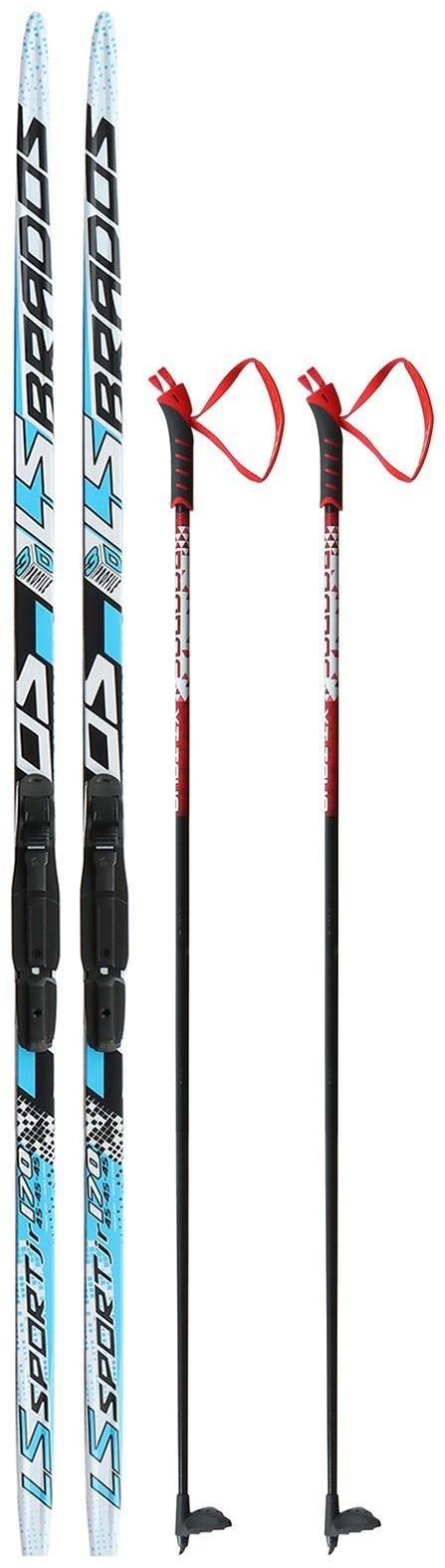 Комплект лыжный: пластиковые лыжи 170 см без насечек, стеклопластиковые палки 130 см, крепления SNS «БРЕНД ЦСТ»