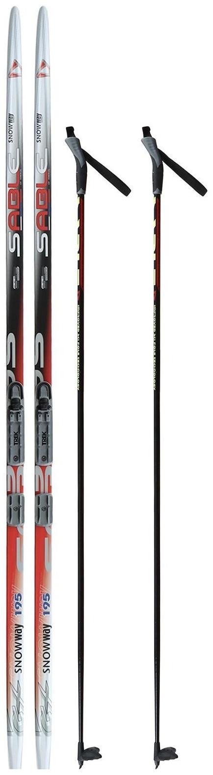Комплект лыжный: пластиковые лыжи 195 см с насечкой, стеклопластиковые палки 155 см, крепления NNN «БРЕНД ЦСТ Step», цвета микс