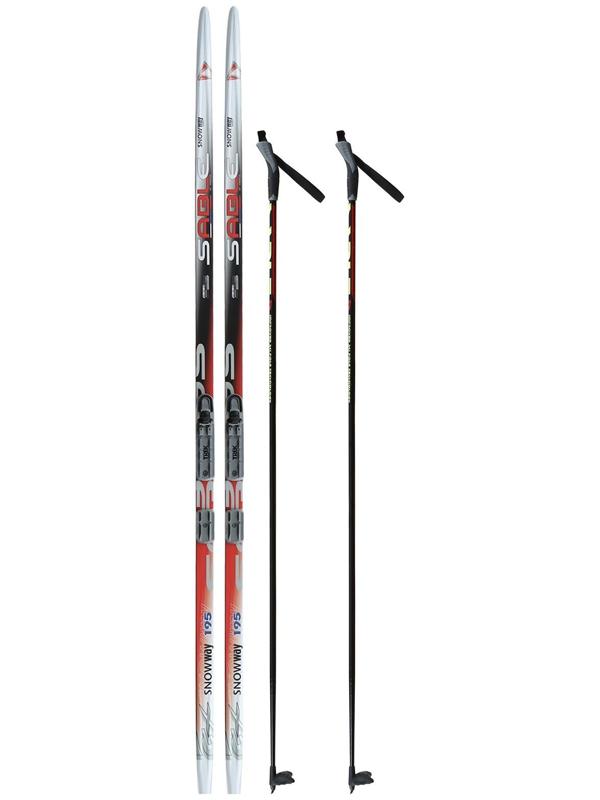 Комплект лыжный: пластиковые лыжи 195 см с насечкой, стеклопластиковые палки 155 см, крепления NNN «БРЕНД ЦСТ Step», цвета микс