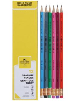 Карандаш чернографитный Koh-I-Noor, 1380 HB, заточенный, с ластиком