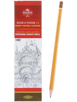 Карандаш чернографитный 2.0 мм, Koh-I-Noor 1500 3H, профессиональный, L=175 мм