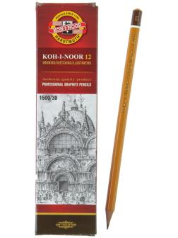 Карандаш чернографитный 2.5 мм, Koh-I-Noor 1500 3B, профессиональный, L=175 мм