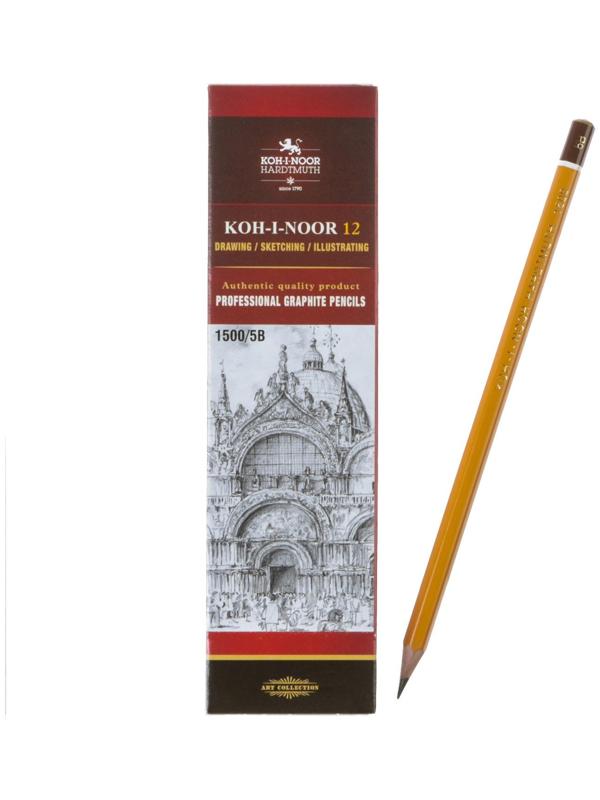 Карандаш чернографитный 2.5 мм, Koh-I-Noor 1500 5B, профессиональный, L=175 мм