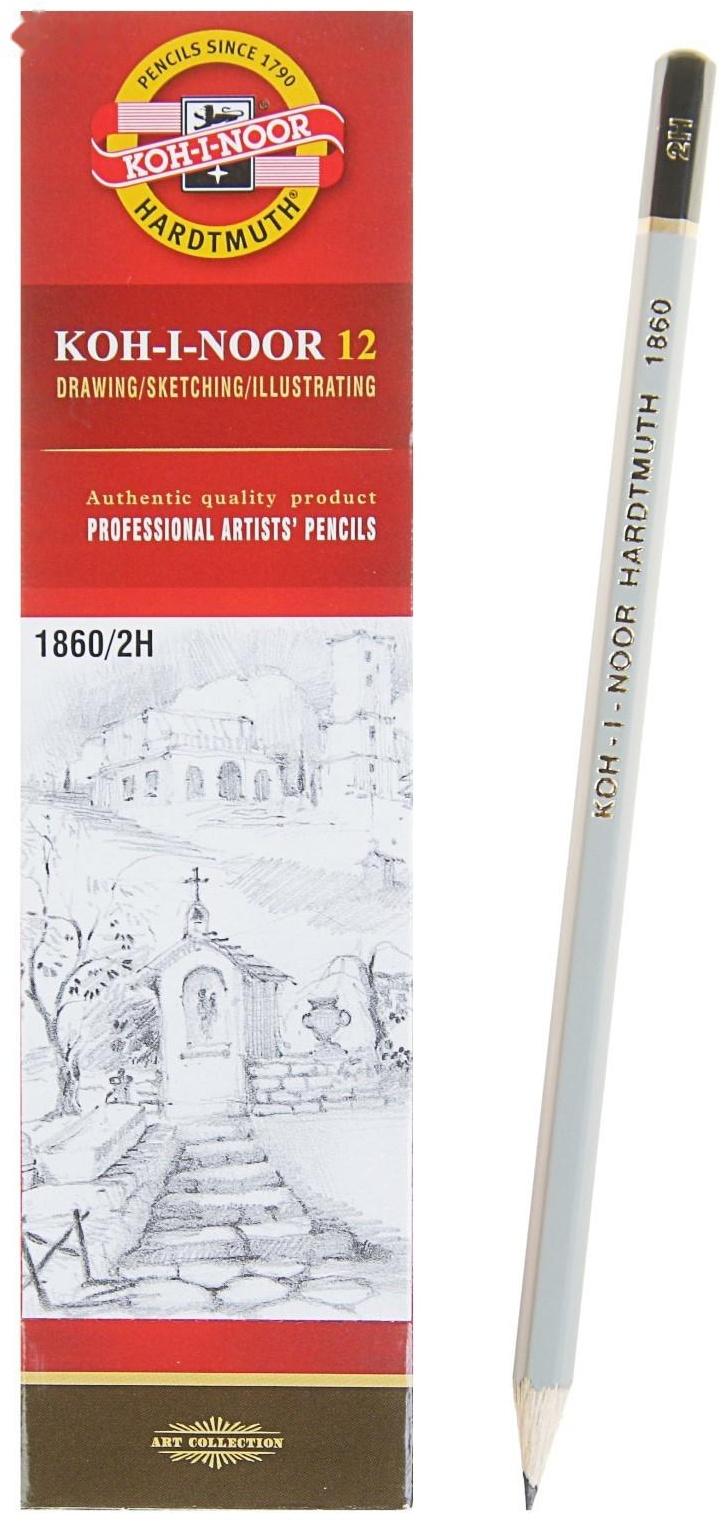 Карандаш чернографитный 2.0 мм, Koh-I-Noor Gold Star 1860 2H, L=175 мм