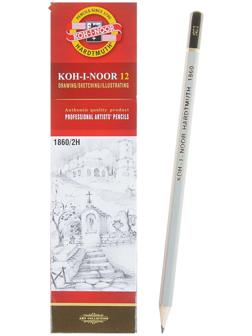 Карандаш чернографитный 2.0 мм, Koh-I-Noor Gold Star 1860 2H, L=175 мм