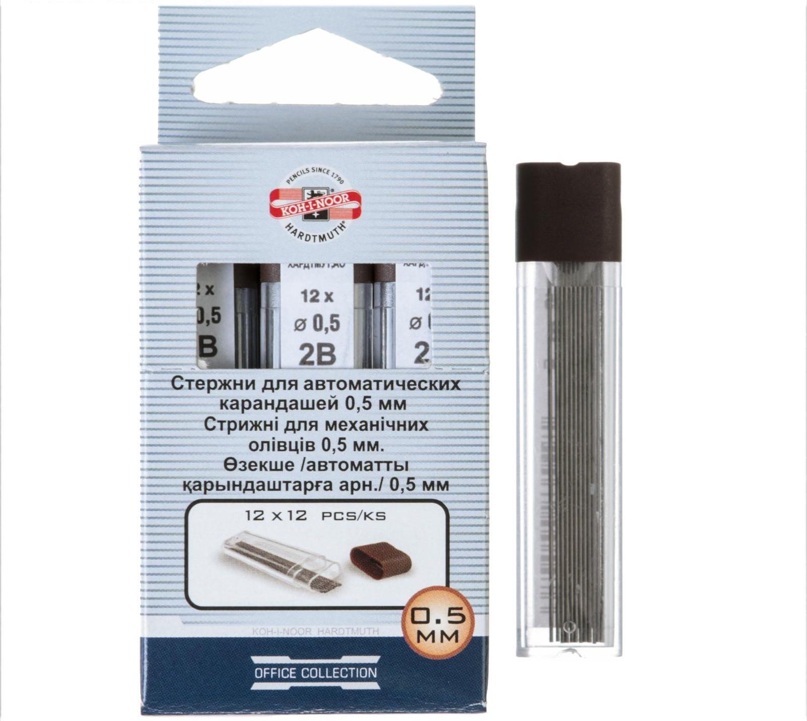 Грифели для механических карандашей 0.5 мм, Koh-I-Noor 4152 2B, 12 штук, в футляре
