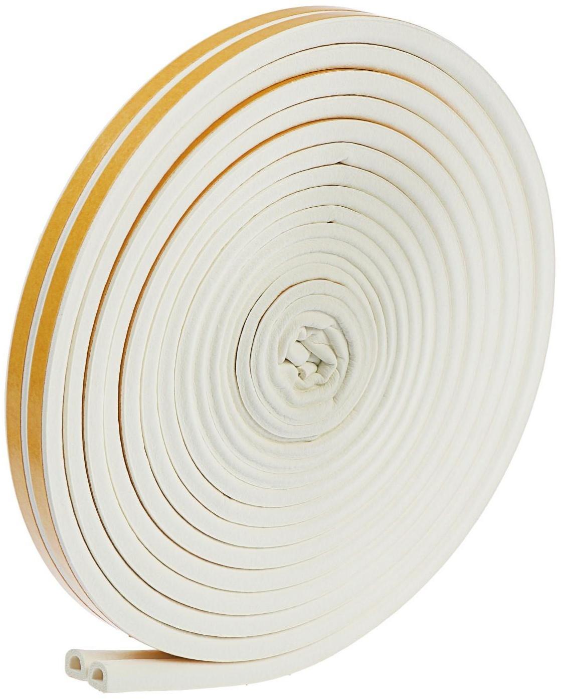 Уплотнитель для окон, профиль D, на клейкой основе, белый, в упаковке 10 м