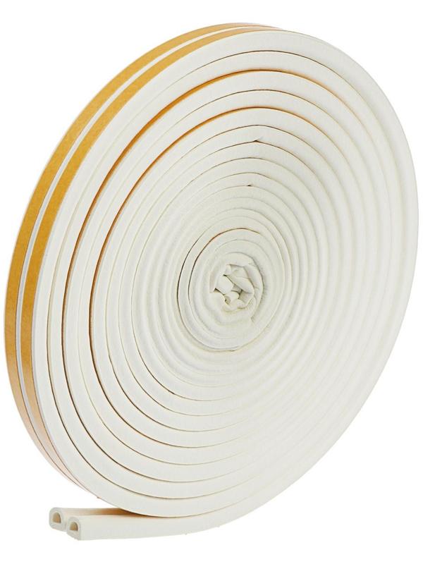 Уплотнитель для окон, профиль D, на клейкой основе, белый, в упаковке 10 м