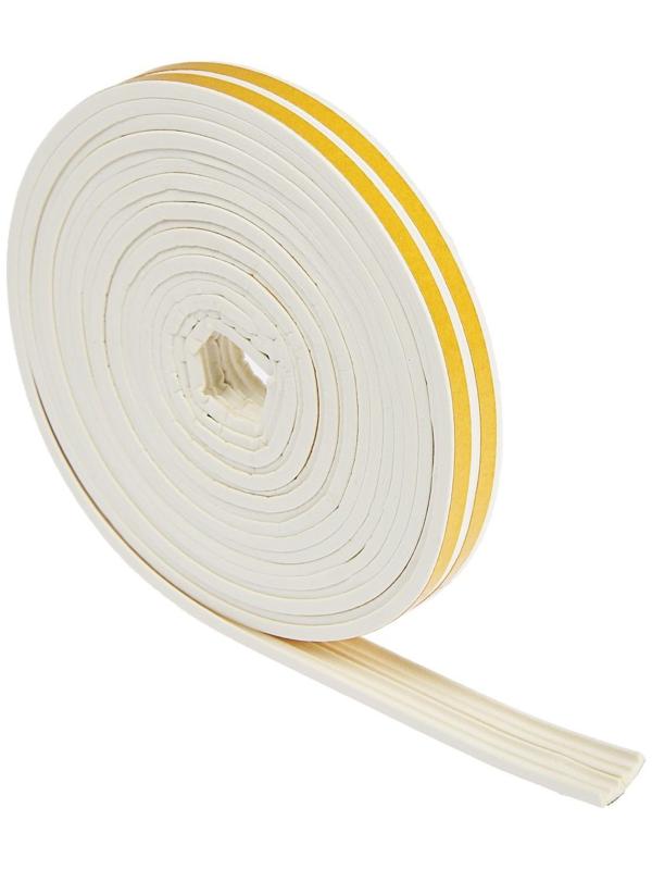 Уплотнитель для окон, профиль E, на клейкой основе, белый, в упаковке 10 м