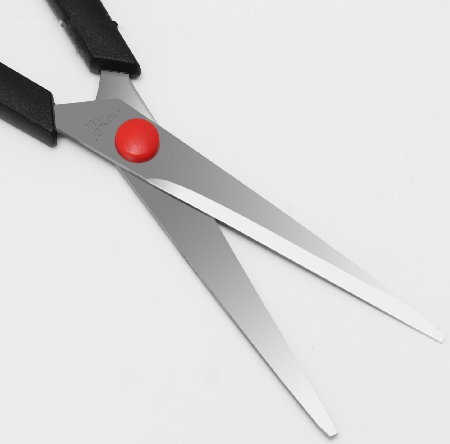 Ножницы парикмахерские с упором, лезвие — 7,5 см, цвет чёрный/красный