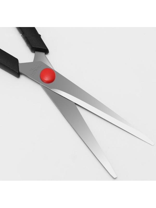 Ножницы парикмахерские с упором, лезвие — 7,5 см, цвет чёрный/красный