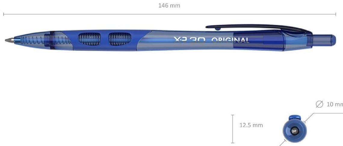 Ручка шариковая автоматическая XR-30, узел 0.7 мм, чернила синие, резиновый упор, длина линии письма 1000 метров