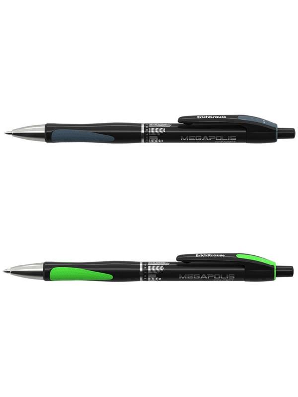 Ручка шариковая автоматическая Megapolis Concept, резиновый упор, узел 0.7 мм, чернила чёрные, длина линии письма 1000 метров