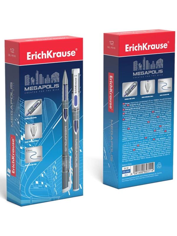 Ручка гелевая MEGAPOLIS GEL, узел 0.5 мм, чернила синие, длина линии письма 500 метров