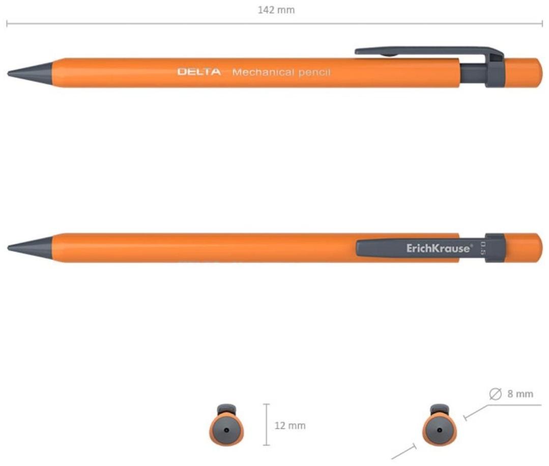 Карандаш механический НВ, 0.5 мм, ErichKrause Delta, трёхгранный, микс