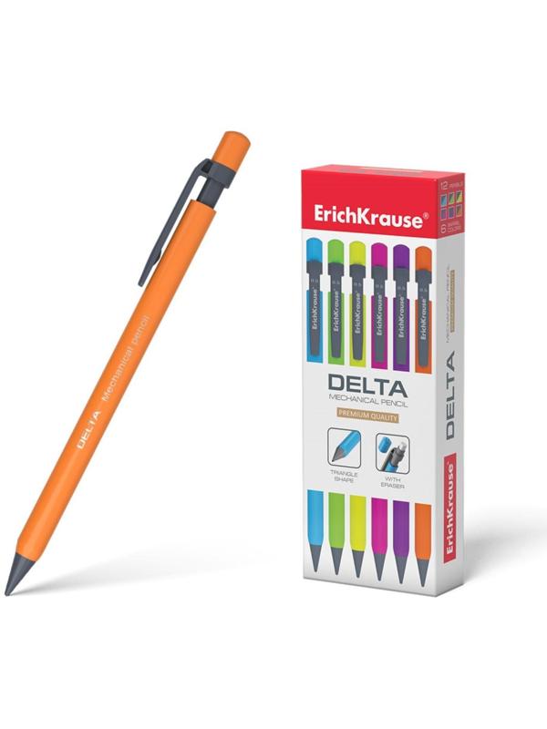 Карандаш механический НВ, 0.5 мм, ErichKrause Delta, трёхгранный, микс