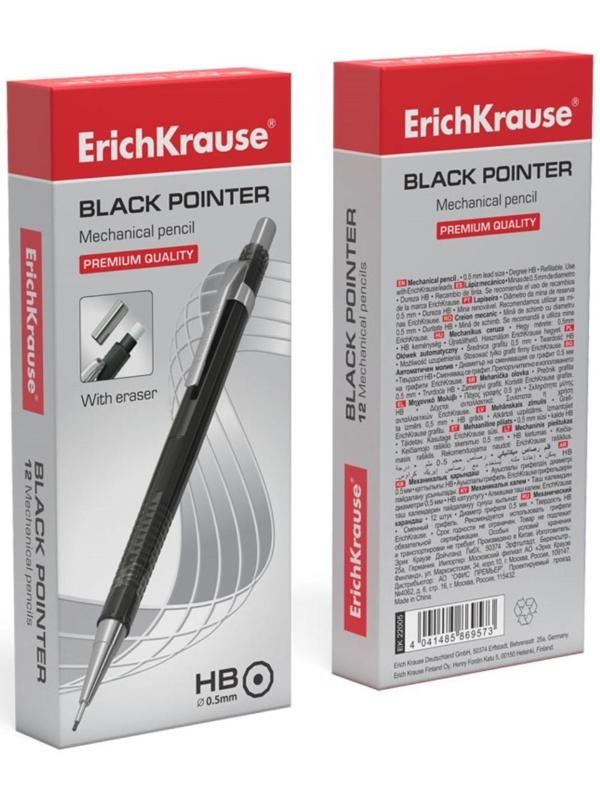 Карандаш механический НВ, 0.5 мм, ErichKrause Black Pointer