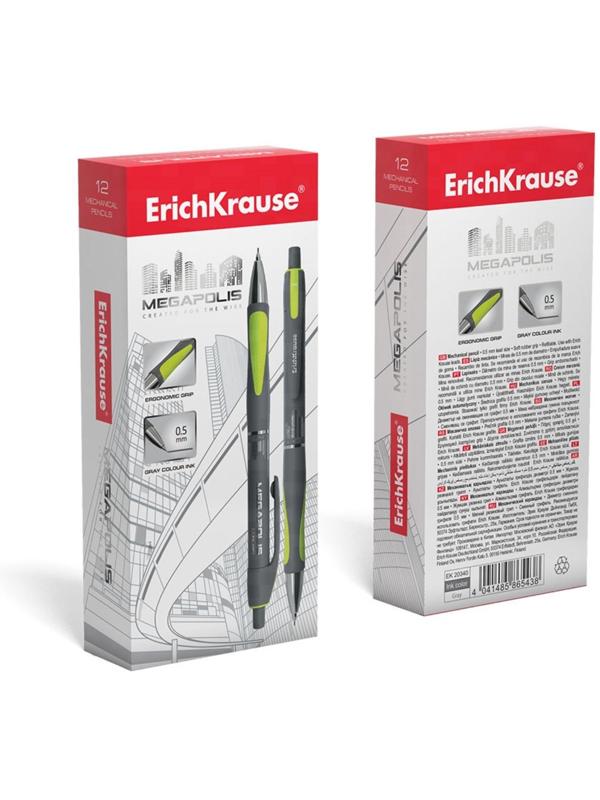 Карандаш механический НВ, 0.5 мм, ErichKrause Megapolis Concept, резиновый упор