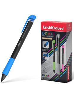 Карандаш механический 2.0 мм, HB, Erich Krause DRAFT, трёхгранный, резиновый упор, точилка, микс