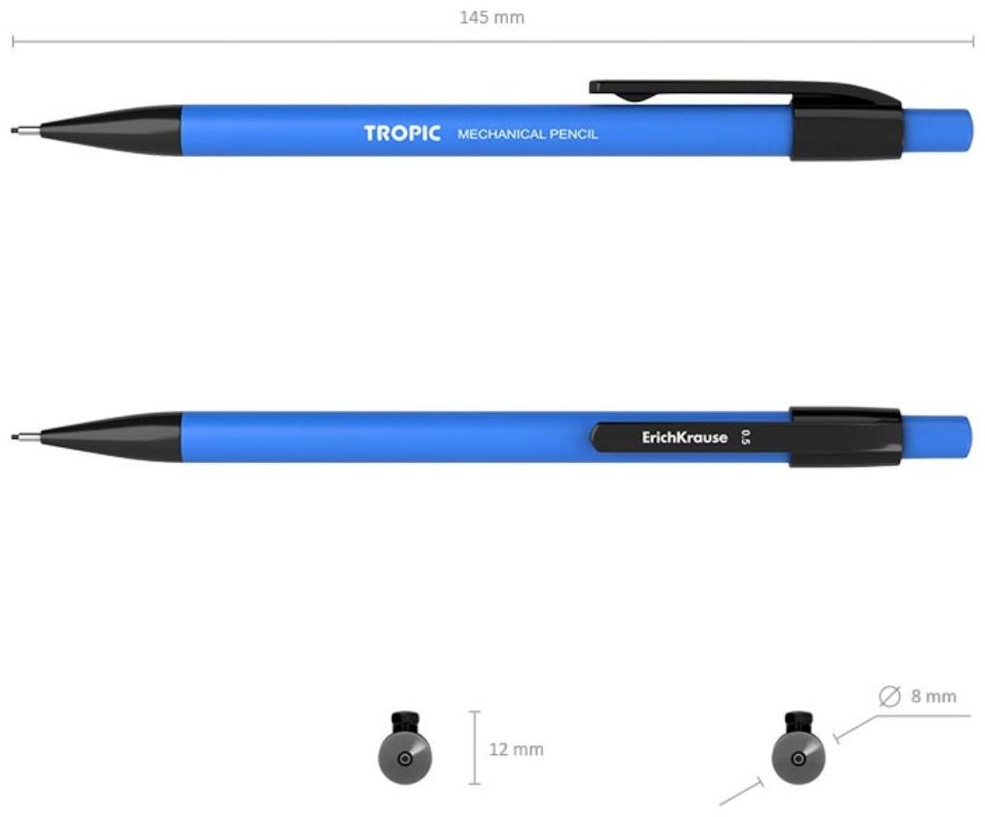 Карандаш механический НВ, 0.5 мм, ErichKrause Tropic, покрытие Soft Touch