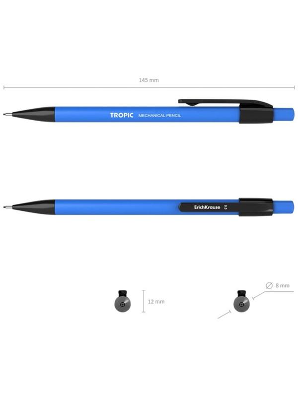 Карандаш механический НВ, 0.5 мм, ErichKrause Tropic, покрытие Soft Touch