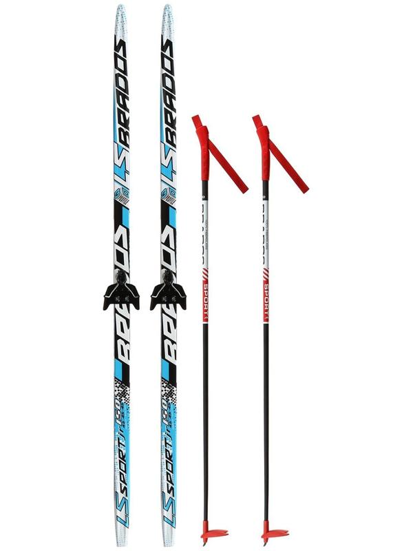 Комплект лыжный: пластиковые лыжи 150 см с насечкой, стеклопластиковые палки 110 см, крепления NN75 мм «БРЕНД ЦСТ Step»», цвета микс