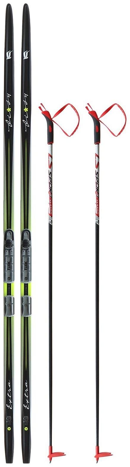 Комплект лыжный: пластиковые лыжи 180 см без насечек, стеклопластиковые палки 140 см, крепления NNN «БРЕНД ЦСТ», цвета микс
