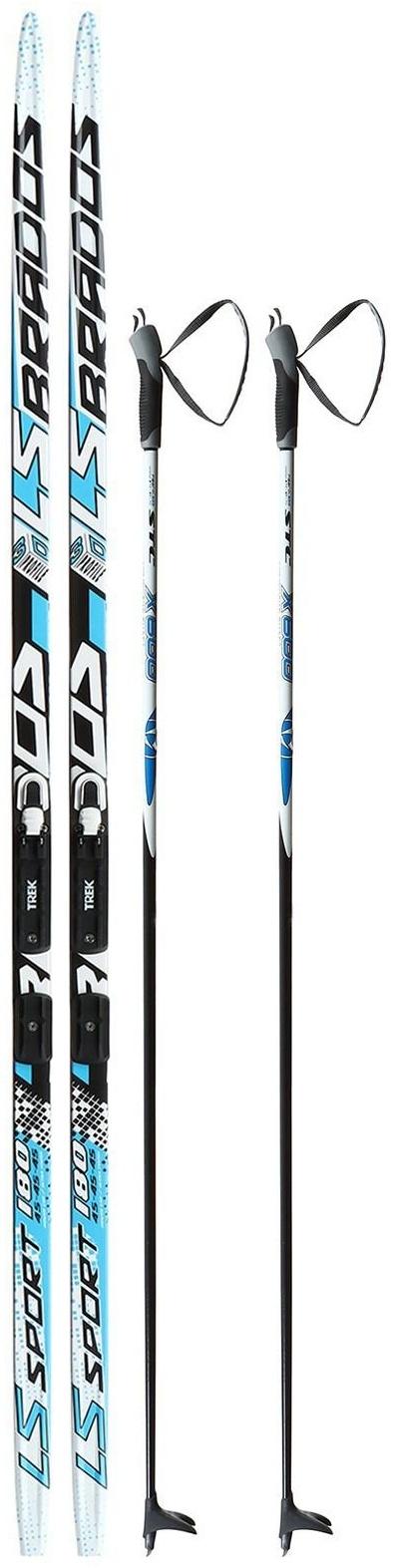 Комплект лыжный: пластиковые лыжи 180 см без насечек, стеклопластиковые палки 140 см, крепления NNN «БРЕНД ЦСТ», цвета микс