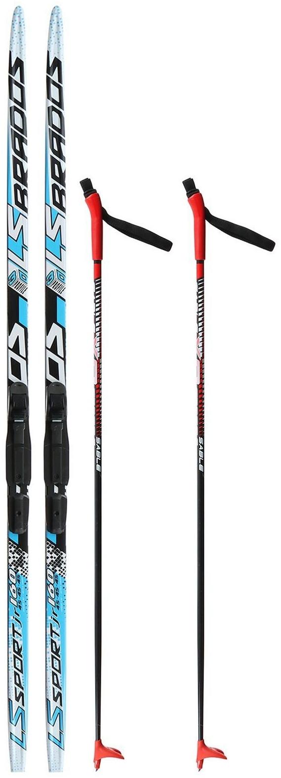 Комплект лыжный: пластиковые лыжи 160 см без насечек, стеклопластиковые палки 120 см, крепления SNS «БРЕНД ЦСТ»