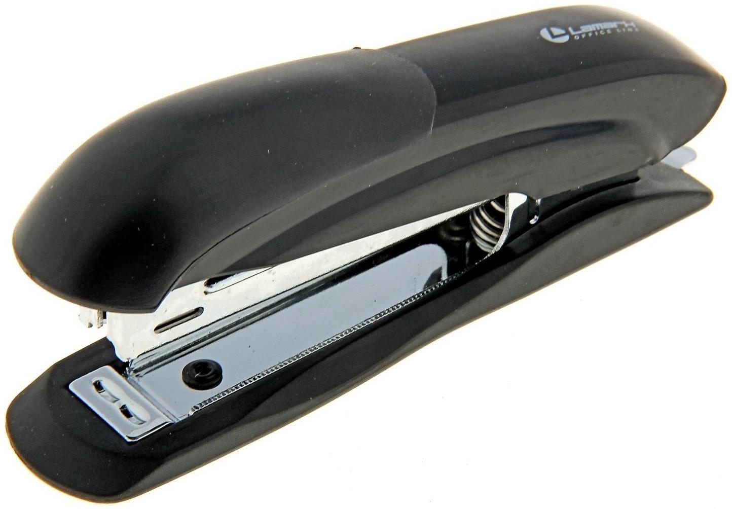Степлер Lamark Ulrich №10, металлический корпус, встроенный антистеплер, индикатор скоб, до 12 листов, чёрный