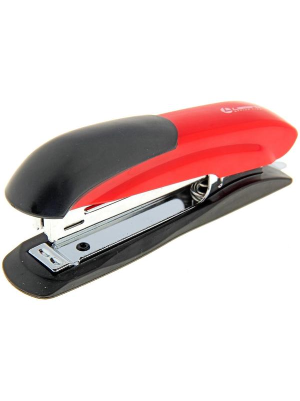 Степлер Lamark Ulrich № 10, металлический корпус, встроенный антистеплер, индикатор скоб, до 12 листов, красный