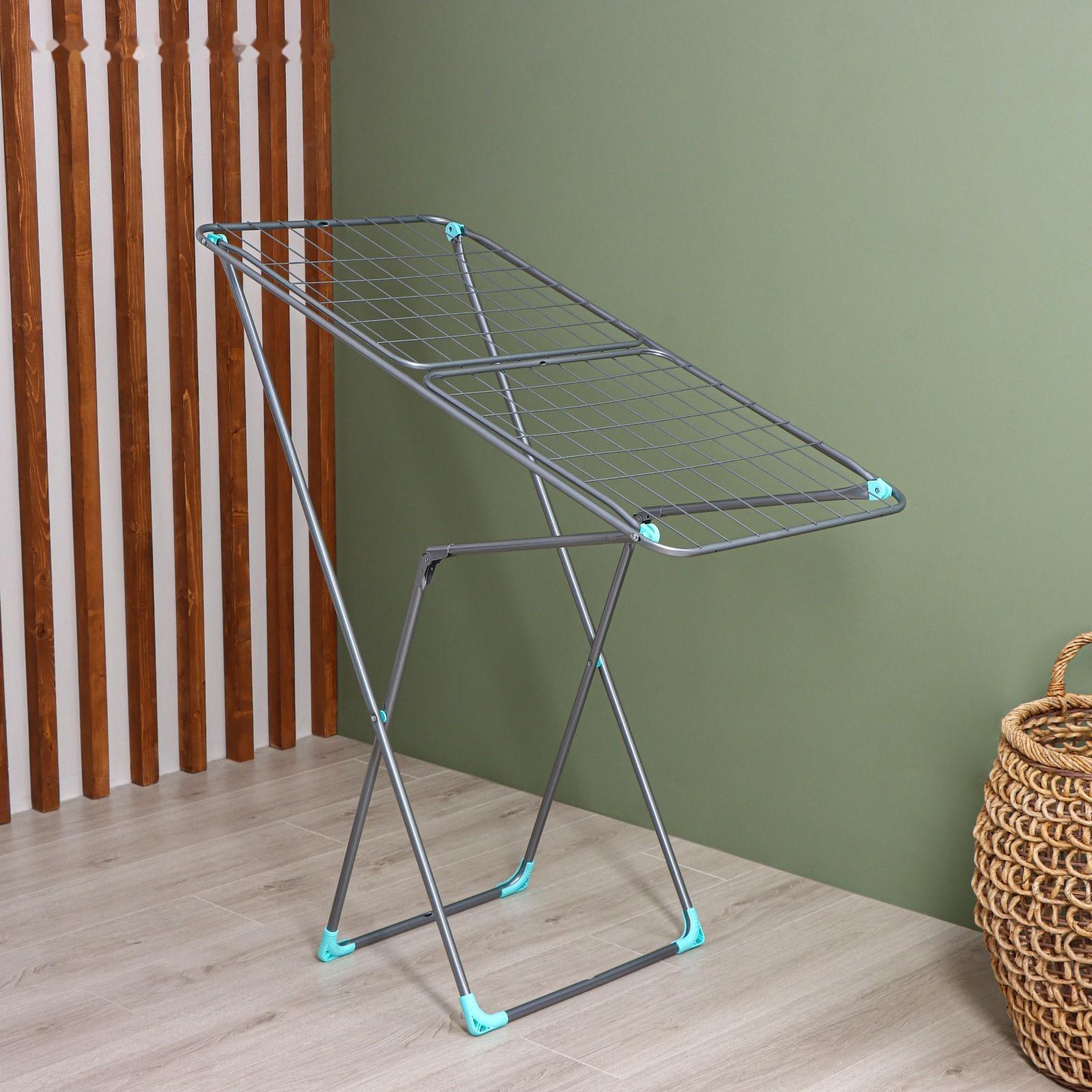 Сушилка для белья напольная складная 18 м, высота от пола 95 см, ширина 54 см, цвет серый