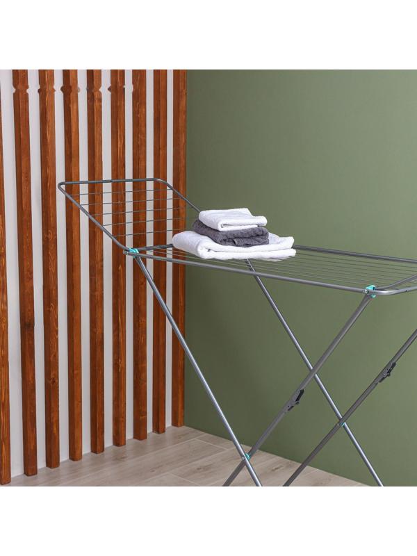 Сушилка для белья напольная складная 18 м, высота от пола 95 см, ширина 54 см, цвет серый