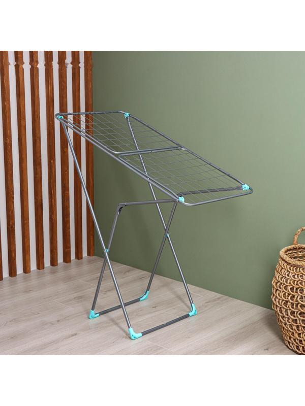 Сушилка для белья напольная складная 18 м, высота от пола 95 см, ширина 54 см, цвет серый